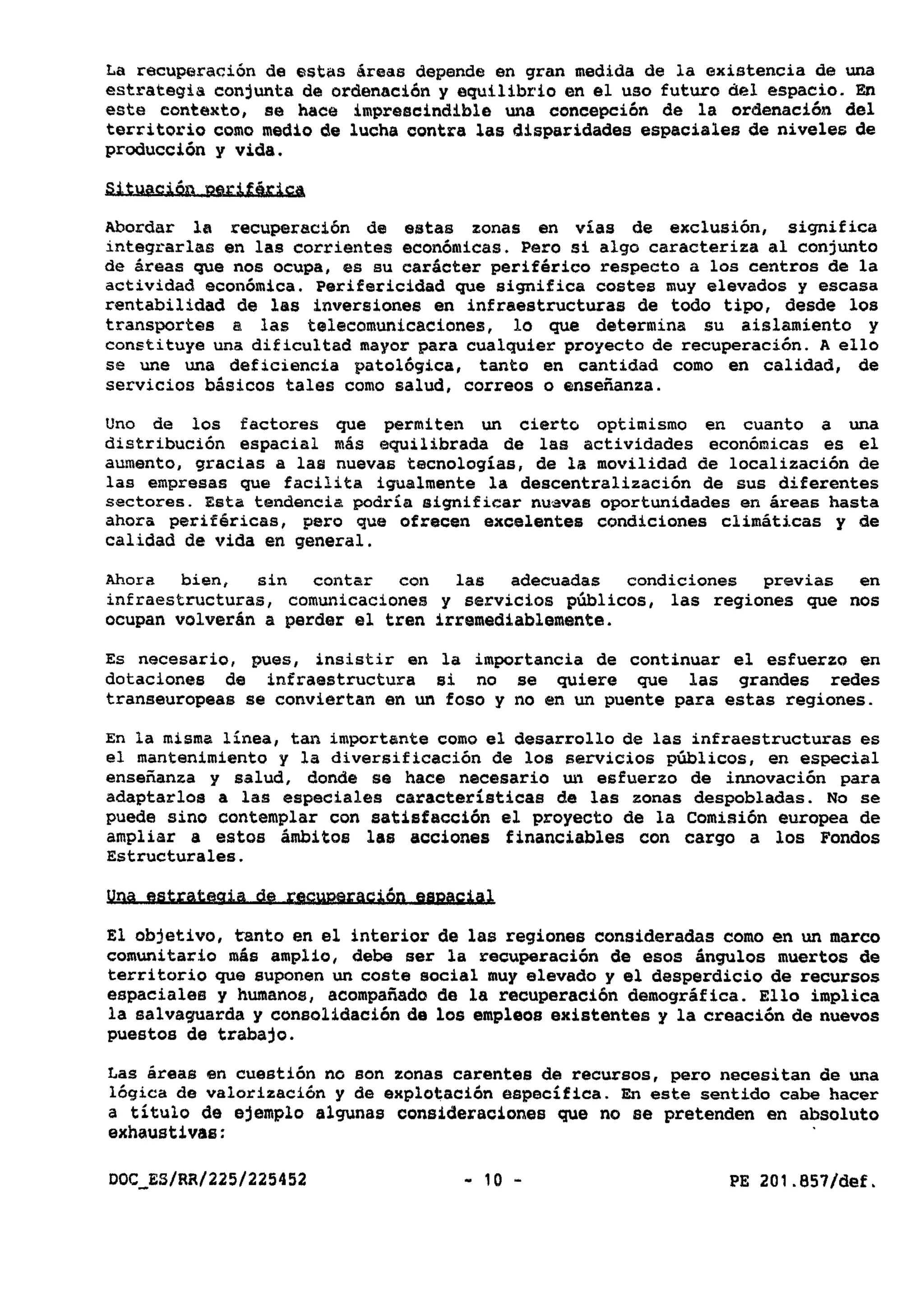 Informe Moretti. Regiones de baja densidad de población. 1993