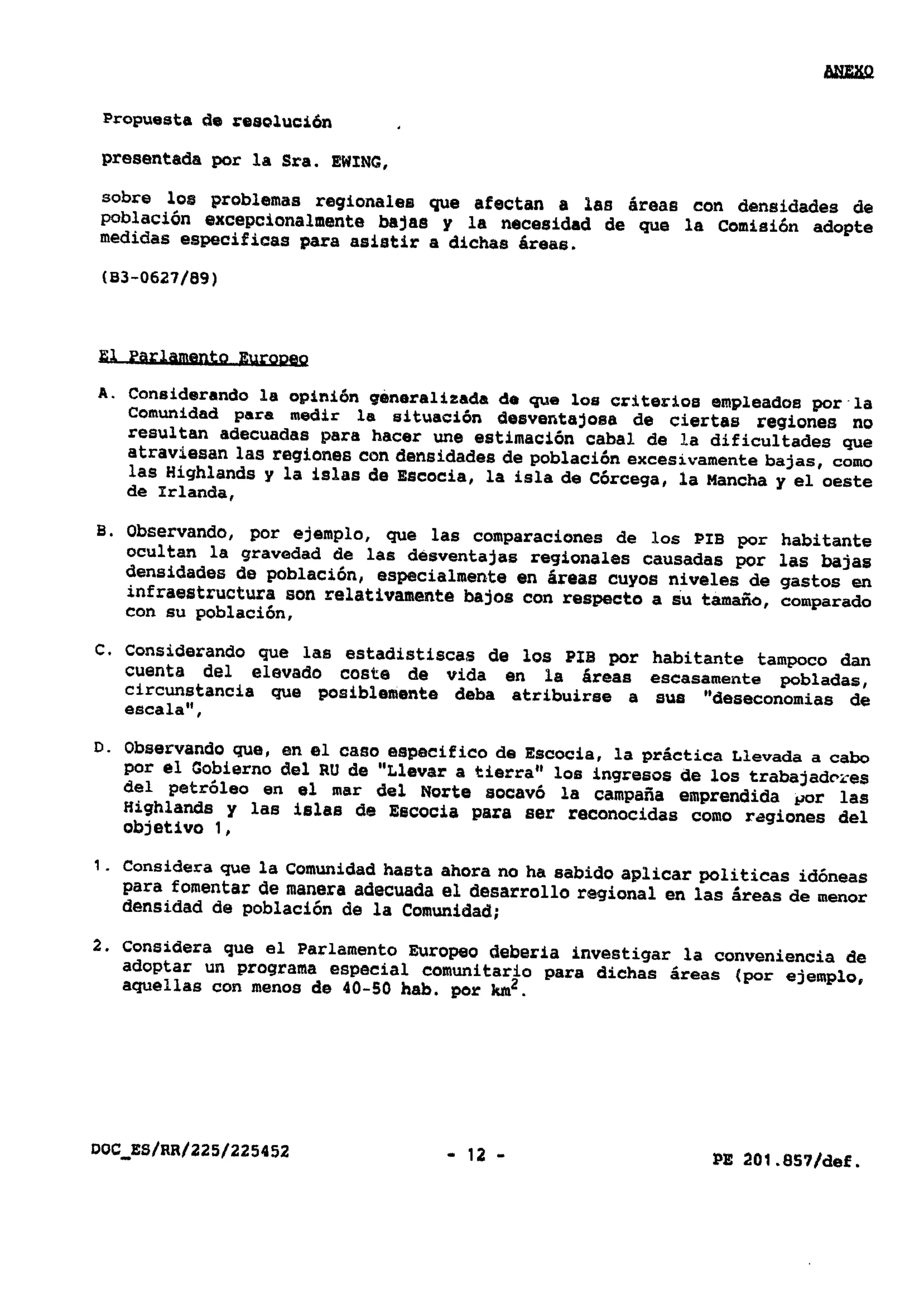 Informe Moretti. Regiones de baja densidad de población. 1993