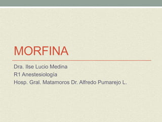 MORFINA
Dra. Ilse Lucio Medina
R1 Anestesiología
Hosp. Gral. Matamoros Dr. Alfredo Pumarejo L.
 