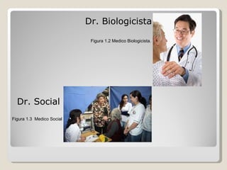 Dr. Biologicista  Dr. Social Figura 1.2 Medico Biologicista.  Figura 1.3  Medico Social  
