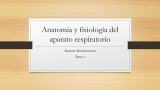 Anatomía y fisiología del
aparato respiratorio
Materia: Morfofunción
Tema 1
 