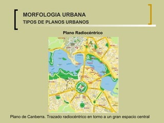 Plano de Canberra. Trazado radiocéntrico en torno a un gran espacio central Plano Radiocéntrico MORFOLOGIA URBANA TIPOS DE PLANOS URBANOS 