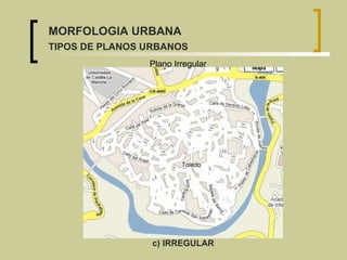 Plano Irregular c) IRREGULAR MORFOLOGIA URBANA TIPOS DE PLANOS URBANOS 