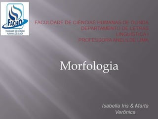 Morfologia
Isabella Iris & Marta
Verônica
 