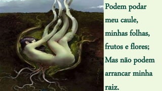 Podem podar
meu caule,
minhas folhas,
frutos e flores;
Mas não podem
arrancar minha
raiz.
 