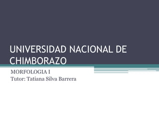 UNIVERSIDAD NACIONAL DE
CHIMBORAZO
MORFOLOGIA I
Tutor: Tatiana Silva Barrera
 
