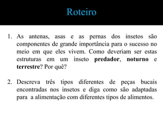 Estrutura de acoplamentoHâmulos. Diminutos ganchos da parte mediana da margem costal da asa posterior, que se prendem na margem anal da asa anterior. Ex.:abelhas e mamangavas.Estrutura de acoplamentoAmplexiforme. Nas borboletas, o acoplamento das asas não é feito por estruturas, mas pela expansão da região do ângulo umeral da asa posterior sobre a qual se apóia a região anal da asa anterior.Modificaçõesdas asasBalacinsou halteres. Asas metatorácicas atrofiadas que possuem função de equilíbrio.