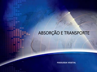 ABSORÇÃO E TRANSPORTE
FISIOLOGIA VEGETAL
 