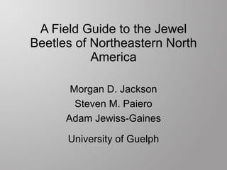A Field Guide to the Jewel Beetles of Northeastern North America Morgan D. Jackson Steven M. Paiero Adam Jewiss-Gaines University of Guelph 