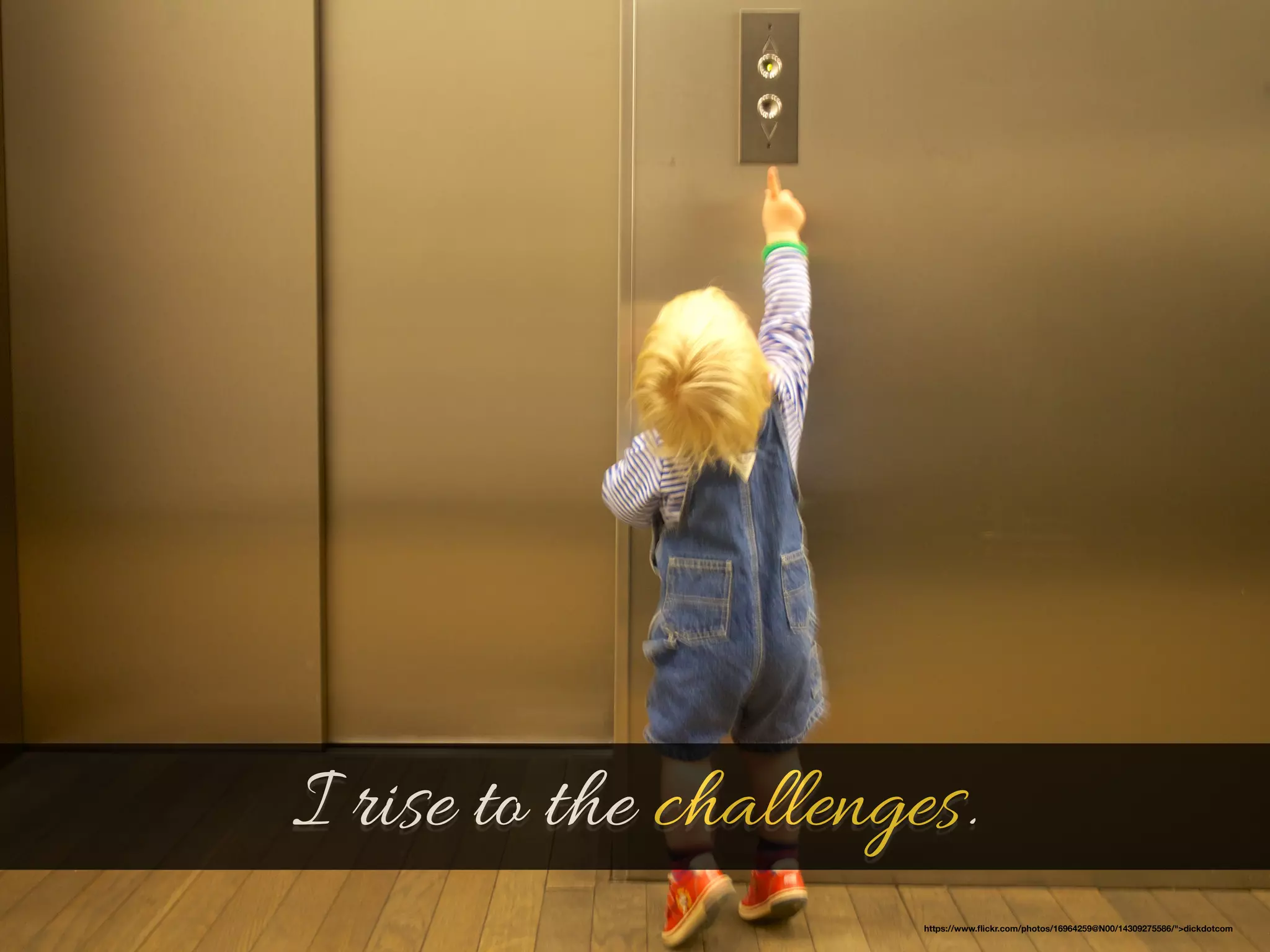 I rise to the challenges. 
https://www.flickr.com/photos/16964259@N00/14309275586/">dickdotcom 
 