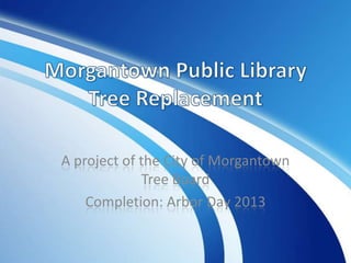 A project of the City of Morgantown
Tree Board
Completion: Arbor Day 2013

 