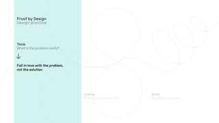 Create Build
Think
Proof by Design
Fall in love with the problem,
not the solution
 