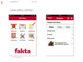 DIGITAL SERVICE - SOCIAL
MORGENBOOSTER
BRUGEREN I DIALOG MED DATA
Coop / Fakta iOS app + CoopPlus kundekort / B2C
13/06/13
 