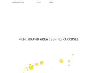 MORGENBOOSTER #6   6/22/11   SLIDE 83




        MENU BRAND AREA S?GNING KARRUSEL
 
