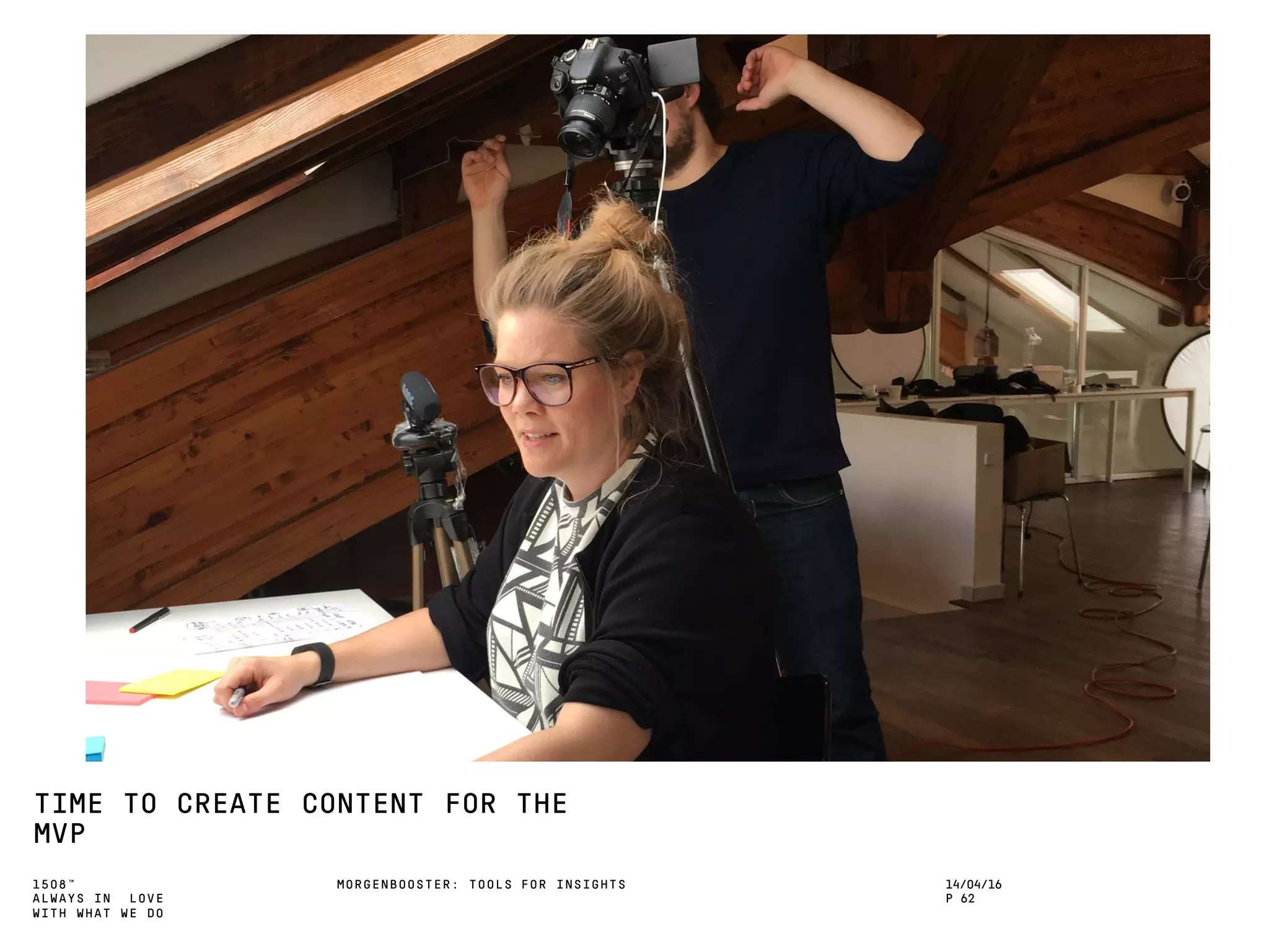 1508™
ALWAYS IN LOVE
WITH WHAT WE DO
TIME TO CREATE CONTENT FOR THE
MVP
MORGENBOOSTER: TOOLS FOR INSIGHTS 14/04/16
P 62
 