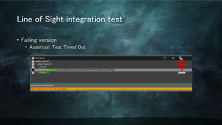 Line of Sight integration test
• Failing version
• Assertion: Test Timed Out
 