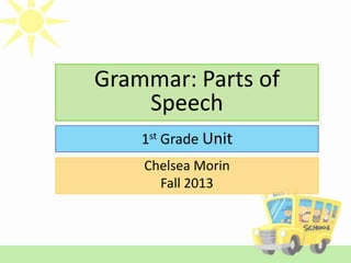 Grammar: Parts of
Speech
1st Grade Unit
Chelsea Morin
Fall 2013

 