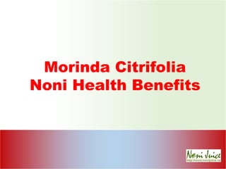 Morinda Citrifolia
Noni Health Benefits
 