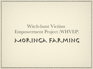 Witch-hunt Victims  Empowerment Project (WHVEP) Moringa Farming 