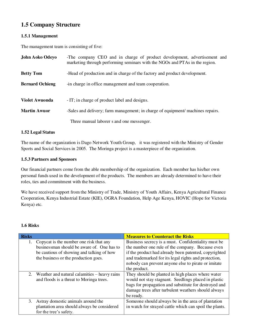 Moringa businessplan