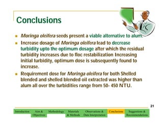 Moringa oleifera as alternative coagulant