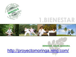 1.BIENESTAR


                  BIENESTAR. SALUD. SABIDURIA.

http://proyectomoringa.ning.com/
 