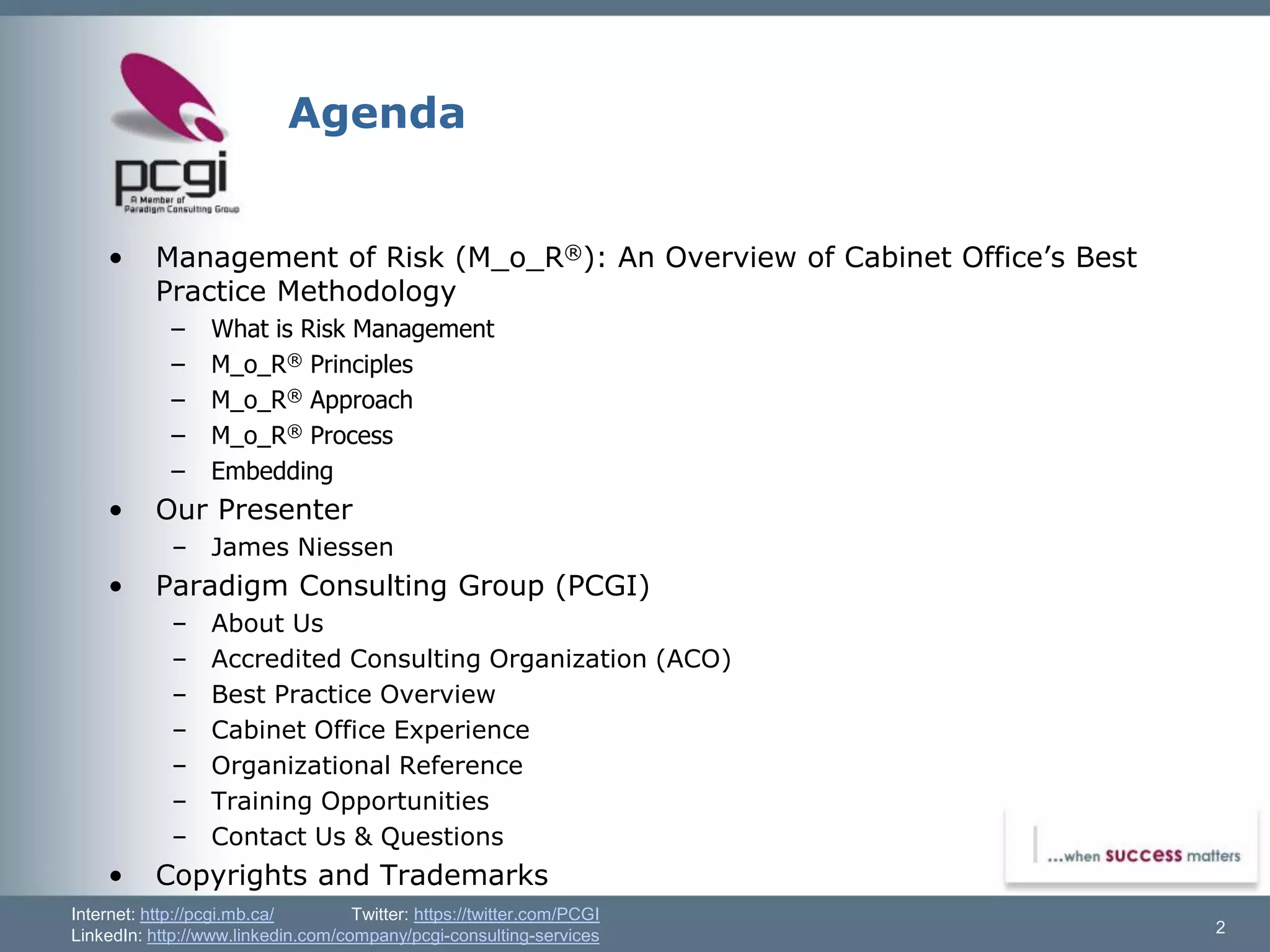 M_o_R Management of Risk Overview Paradigm Consulting Group (PCGI) | PDF