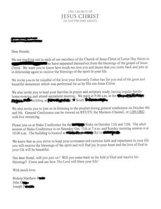 LDS Bishop Letter (Creepy, Sappy)