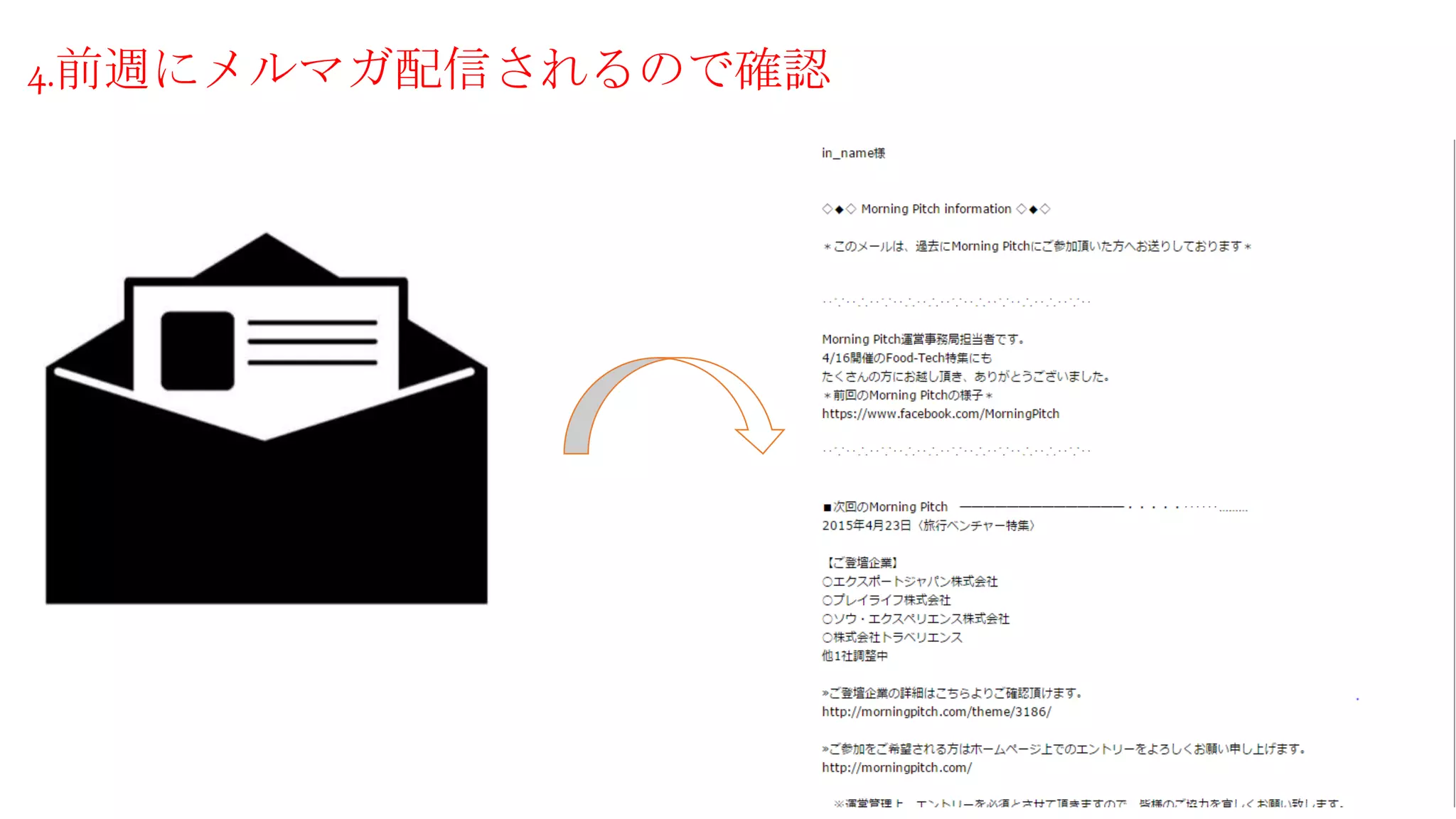 4.前週にメルマガ配信されるので確認
 