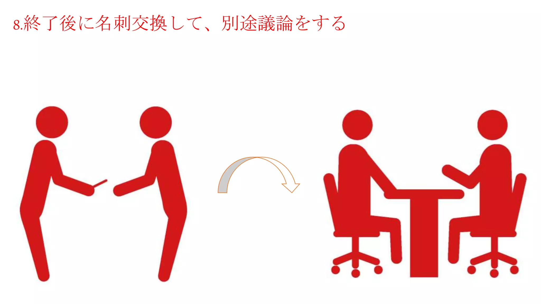 8.終了後に名刺交換して、別途議論をする
 