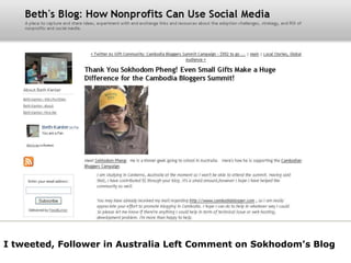I tweeted, Follower in Australia Left Comment on Sokhodom’s Blog