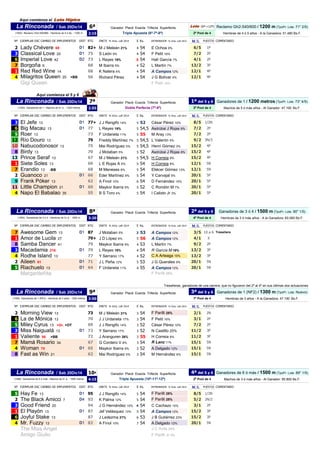 6ª Reclamo Gh2-540/600 / 1200 m (TpoPr. Lote: 71" 2/5)
2:15 Hembras de 4 ó 5 años - A la Ganadora: 51.480 Bs.F.
Nº EJEMPLA...
