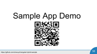 https://github.com/zinevych/angular-hybrid-sample 38
Sample App Demo
 