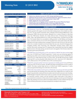 Go Ahead for Equity Morning Note 12 July 2012-Mansukh Investment and Trading Solution	 