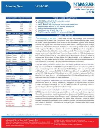 Go Ahead for Equity Morning Note 14 February 2013-Mansukh Investment and Trading Solution	