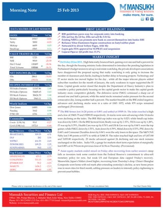 Go Ahead for Equity Morning Note 25 February 2013-Mansukh Investment and Trading Solution	