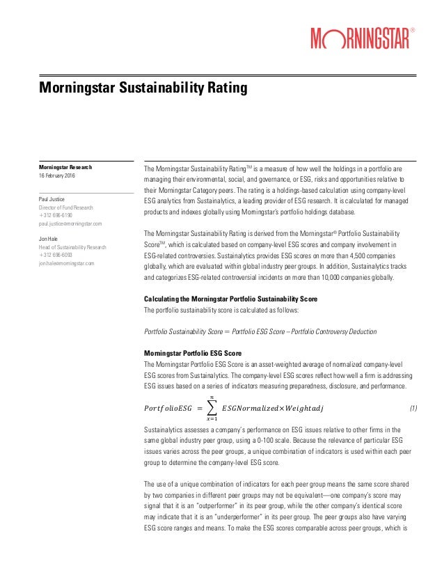 Morningstar Sustainability Rating Methodology