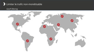 Limiter le trafic non-monétisable
GeoIP filtering
 