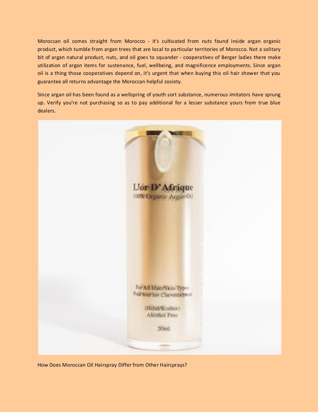 Moroccan Oil Hair Spray for Style and Revitalization