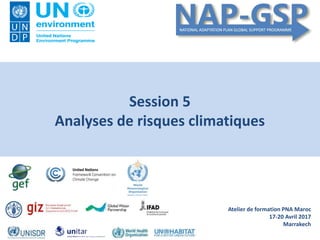 Atelier de formation PNA Maroc
17-20 Avril 2017
Marrakech
Session 5
Analyses de risques climatiques
 