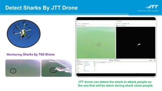 Monitoring Sharks by T60 Drone
Detect Sharks By JTT Drone
JTT drone can detect the shark to attack people on
the sea that will be alarm during shark close people.
 