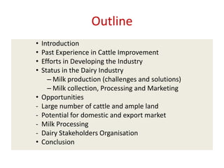 Efforts to improve the dairy industry in Tanzania