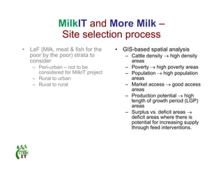 Targeting the dairy value chain for Tanzania: Mapping for site selection