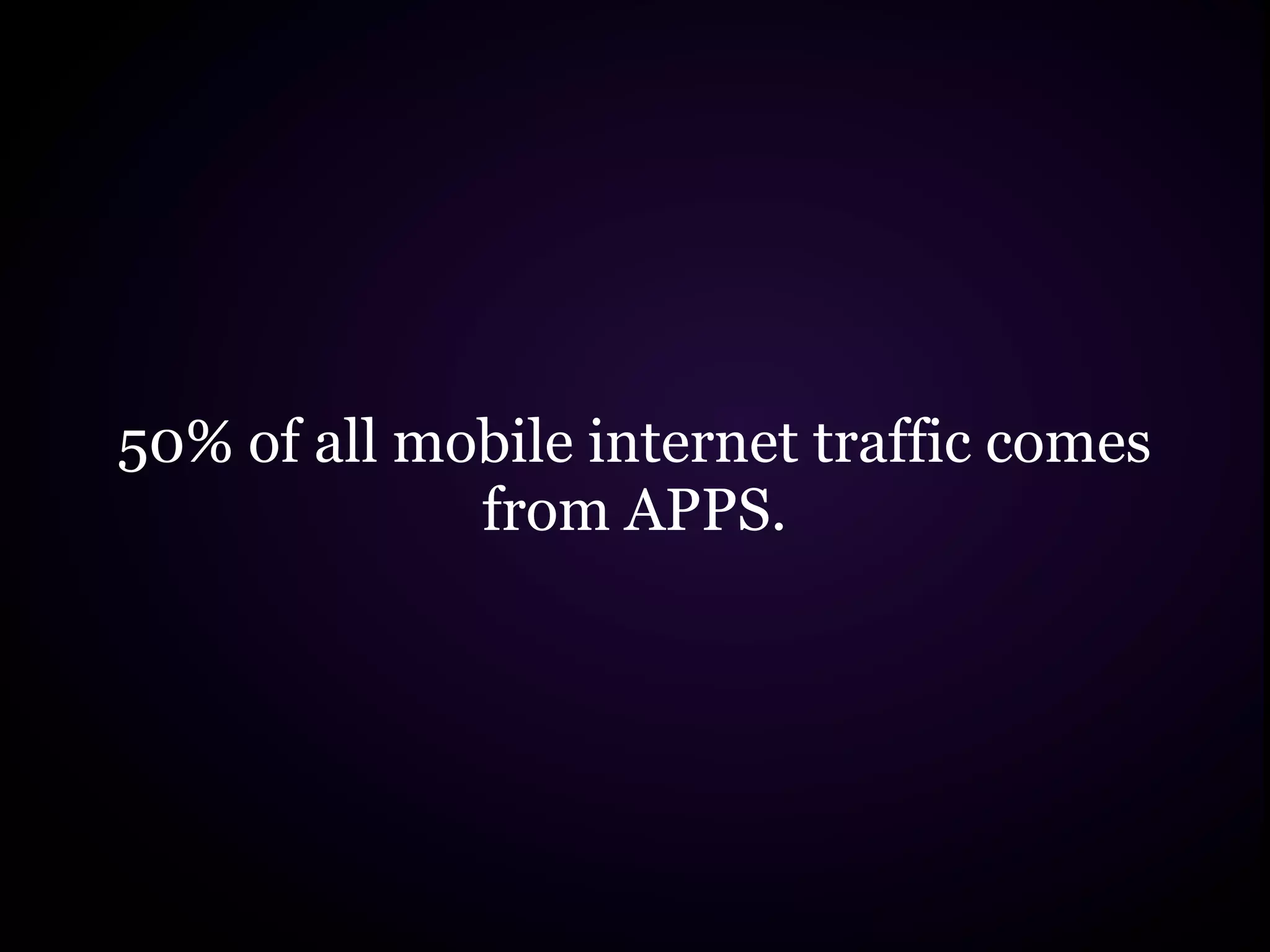 50% of all mobile internet traffic comes
             from APPS.
 