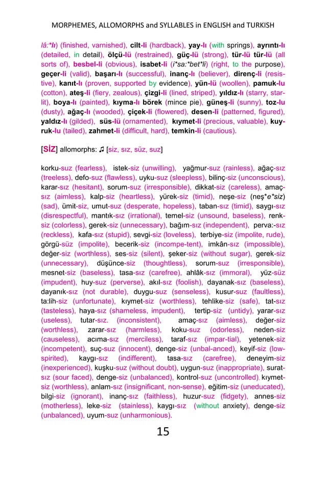 Morphemes , allomorphs and syllables in english and turkish | PDF