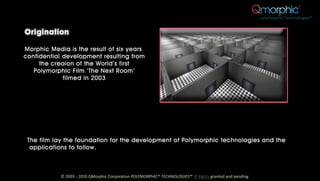 © 2003 - 2010 QMorphic Corporation POLYMORPHIC® TECHNOLOGIES™ IP Rights granted and pending
 