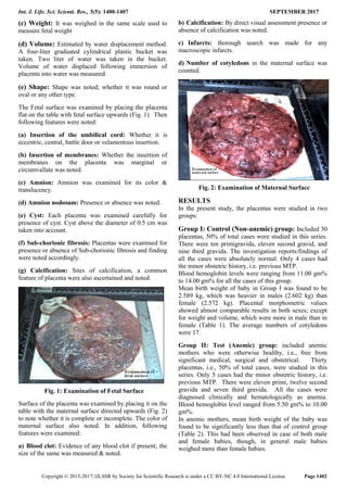 Morphological Changes of Placenta Associated with Maternal Anaemia | PDF