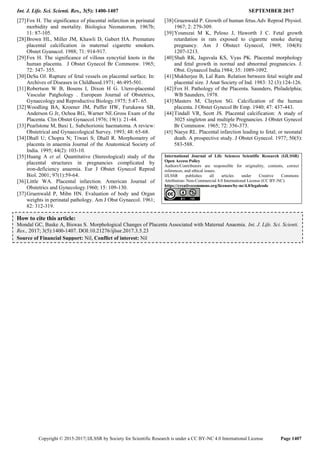 Morphological Changes of Placenta Associated with Maternal Anaemia | PDF