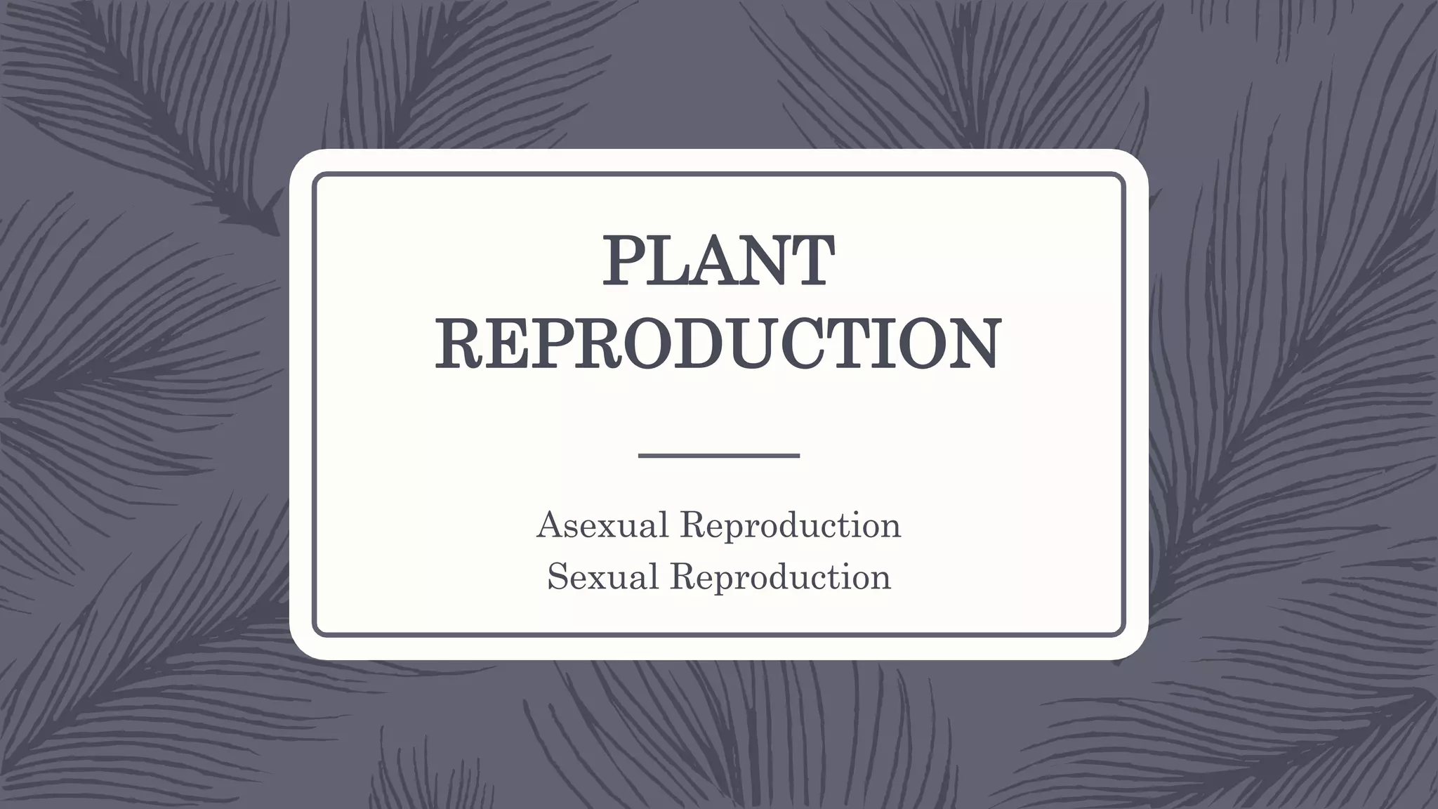 PLANT
REPRODUCTION
Asexual Reproduction
Sexual Reproduction
 