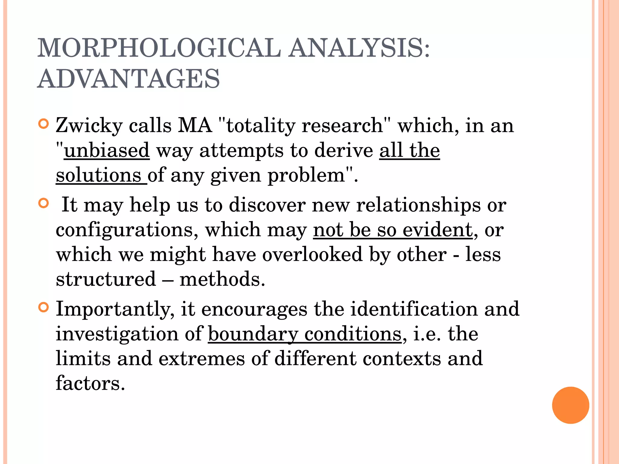 Zwicky Method Morphological Synthesis | PPT